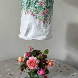 Rose Print Paper Lampshade, Washable Design Lamp, Pendant Light, Lighting - thumbnail 3