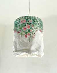 Rose Print Paper Lampshade, Washable Design Lamp, Pendant Light, Lighting - thumbnail 1