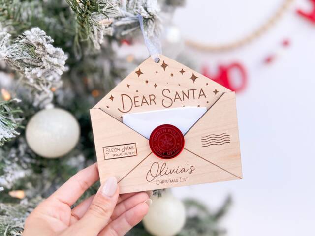 Letter To Santa, Dear Santa Envelope Ornament For Children's Wish List, Kids Christmas List Mail, Message To - image 1