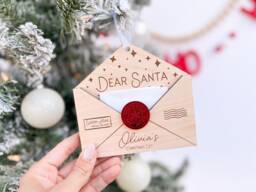 Letter To Santa, Dear Santa Envelope Ornament For Children's Wish List, Kids Christmas List Mail, Message To - thumbnail 1