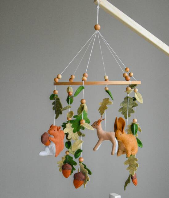 Woodland Baby Crib Mobile, Forest Animal Nursery Baby Boy & Girl Cot Decor, Shower Gift - image 1