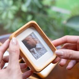 Solid Wood Mini Photo Frame - Teak & Black Walnut Wall Or Table Top Display Coasters Cottage Style Personalized Gifts - thumbnail 2
