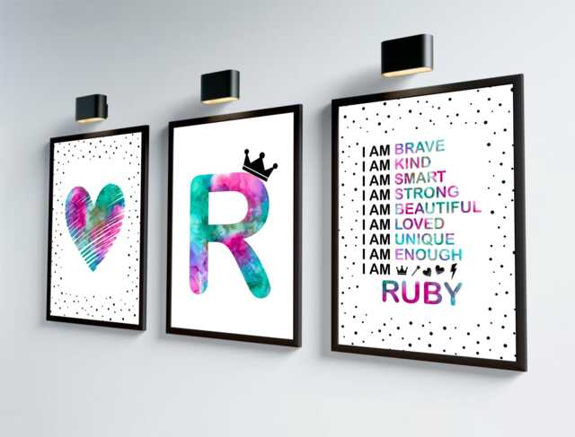 Girls Affirmation Art Prints Set Of 3 Pink Teal Bedroom Decor - image 1
