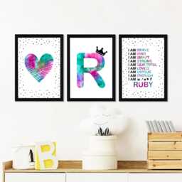 Girls Affirmation Art Prints Set Of 3 Pink Teal Bedroom Decor - thumbnail 3