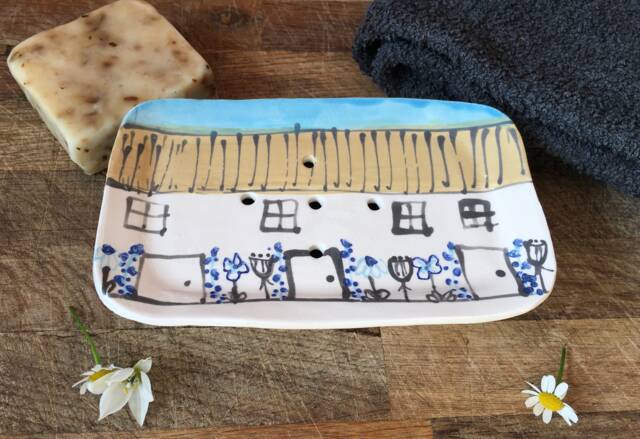 Handmade Ceramic Soap Dish Cottagecore Design With Drainage Holes - image 1