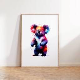 Koala Print Set - 3 Watercolour Poster Designs - Colourful Painting Pictures Koalas Portrait Wall Art Artwork Gifts Wildlife Decor - thumbnail 2