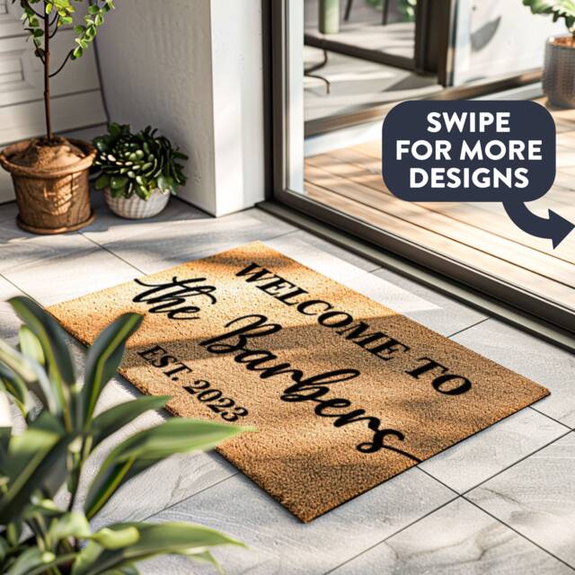 Custom Engagement Gift - Personalized Newlywed Rug Design Your Own Doormat Bridal Shower Wedding - image 1