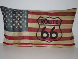Vintage Pillow Cover Usa Stars & Stripes Route 66 - thumbnail 1