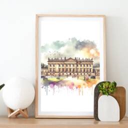 Chatsworth Poster Print Set - Of 3 Posters - House Watercolour Wall Hanging Artwork Art Travel Decor - thumbnail 2