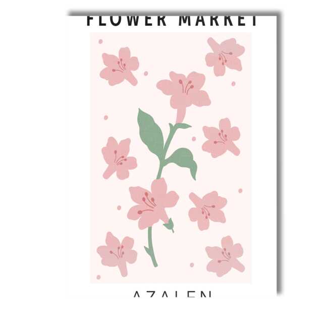 Soft Pink Azalea Floral Market Botanical Illustration Canvas Wall Art Print Decor Picture Ready To Hang - image 1