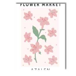 Soft Pink Azalea Floral Market Botanical Illustration Canvas Wall Art Print Decor Picture Ready To Hang - thumbnail 1