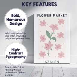 Soft Pink Azalea Floral Market Botanical Illustration Canvas Wall Art Print Decor Picture Ready To Hang - thumbnail 2