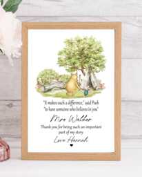Personalised Teacher Print, Thank You Appreciation Gift, School Nursery, End Of Year/Term Gift. Unique Gift For Teachers Winnie Pooh 1 - thumbnail 1