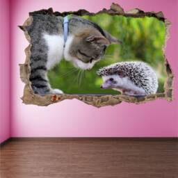 Hedgehog Cat Friendship Animal Wall Decal Sticker Mural Poster Print Art Kids Bedroom Home Decor Fa25 - thumbnail 1