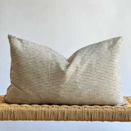 Neutral Plaid Pillow Cover Set Boho Home Decor, Linen Blend - thumbnail 4