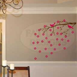 Cherry Blossom Branch & Birds Wall Decal, Art, Kids Room Decor, Living Flower Decal - thumbnail 2