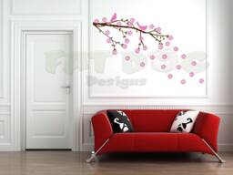 Cherry Blossom Branch & Birds Wall Decal, Art, Kids Room Decor, Living Flower Decal - thumbnail 1