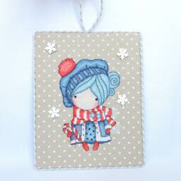Complete Finished Handmade Christmas Cross Stitch Winter Girl Embroidered Wall Hanging - thumbnail 2