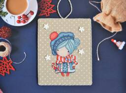 Complete Finished Handmade Christmas Cross Stitch Winter Girl Embroidered Wall Hanging - thumbnail 1