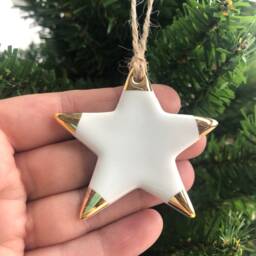 White Christmas Star With Gold Tips, Ornament - thumbnail 2