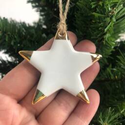 White Christmas Star With Gold Tips, Ornament - thumbnail 3