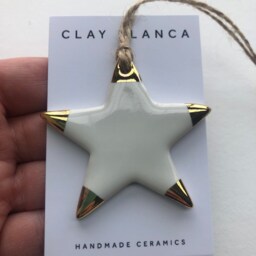 White Christmas Star With Gold Tips, Ornament - thumbnail 4