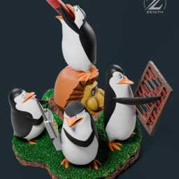 Operation Fish & Glory - Penguins Tactical Comedic Quad Madagascar Resin Figure 16K - thumbnail 3
