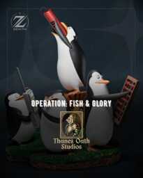 Operation Fish & Glory - Penguins Tactical Comedic Quad Madagascar Resin Figure 16K - thumbnail 1