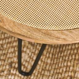 Round Cane Side Table With Rustic Natural Finish - Available in 2 Sizes Or As A Set - thumbnail 3