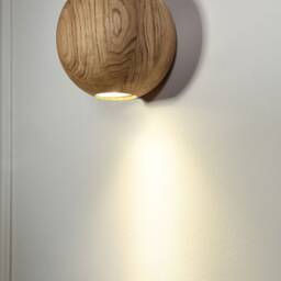 Round Wood Wall Sconce Led Scandinavian Bedside Lamp, Light Plug-In For Bedroom, Bathroom, Kitchen - thumbnail 3