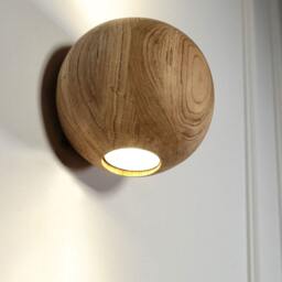 Round Wood Wall Sconce Led Scandinavian Bedside Lamp, Light Plug-In For Bedroom, Bathroom, Kitchen - thumbnail 2