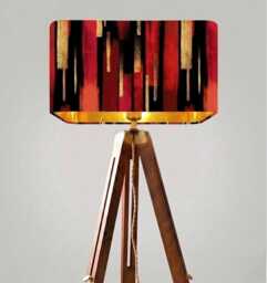 Handmade By Order Red Black & Gold Paint Texture Abstract Pattern Print Velvet Rectangular Lamp Shade Pendant Light All Shapes - thumbnail 1
