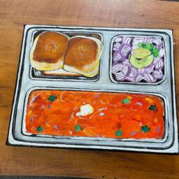 Pao Bhaji Mumbai Street Food Painting , 8x10 Inch Canvas Art - Thali Decor For Dining Room & Kitchen , Ready To Hang Wall Art, Food Painting - thumbnail 3