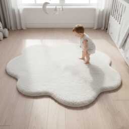 Cloud Shaped Baby Rug Plush Nursery Play Mat, 4Ft