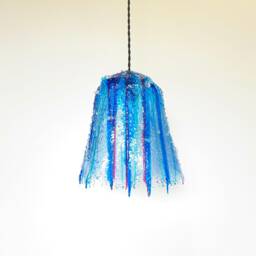 The Alma Lamp. Blue Resin Drip Pendant One-Of-A-Kind Home Decor Sculptural Ambient Lighting. Homemade Organic Interior Light Fixture - thumbnail 2