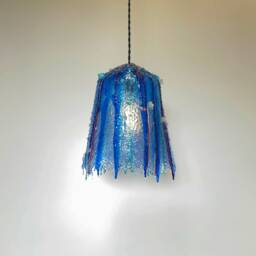 The Alma Lamp. Blue Resin Drip Pendant One-Of-A-Kind Home Decor Sculptural Ambient Lighting. Homemade Organic Interior Light Fixture - thumbnail 2
