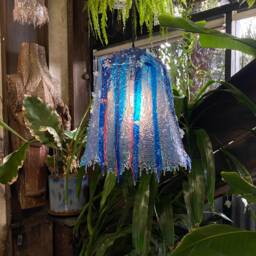 The Alma Lamp. Blue Resin Drip Pendant One-Of-A-Kind Home Decor Sculptural Ambient Lighting. Homemade Organic Interior Light Fixture - thumbnail 3