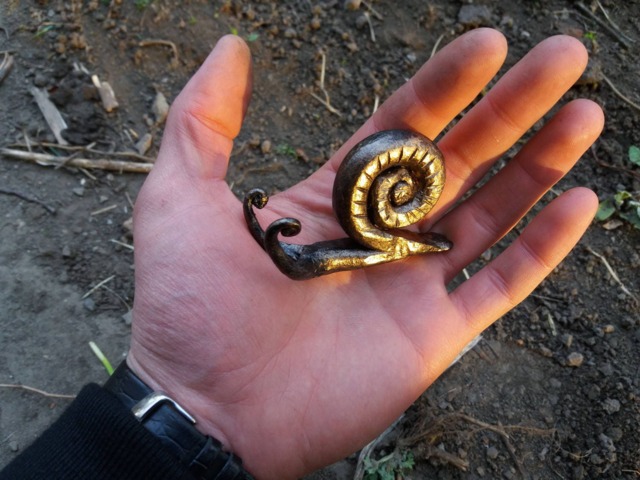 Metal Snail Forged Iron Gift For Her 6Th Anniversary Gift Sculpture Forged Wrought Iron Steel - image 1