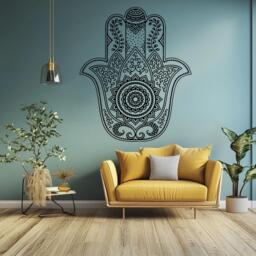Hand Of Fatima Vinyl Wall Decal Boho Mandala, Yoga Decor - thumbnail 1
