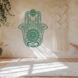 Hand Of Fatima Vinyl Wall Decal Boho Mandala, Yoga Decor - thumbnail 2