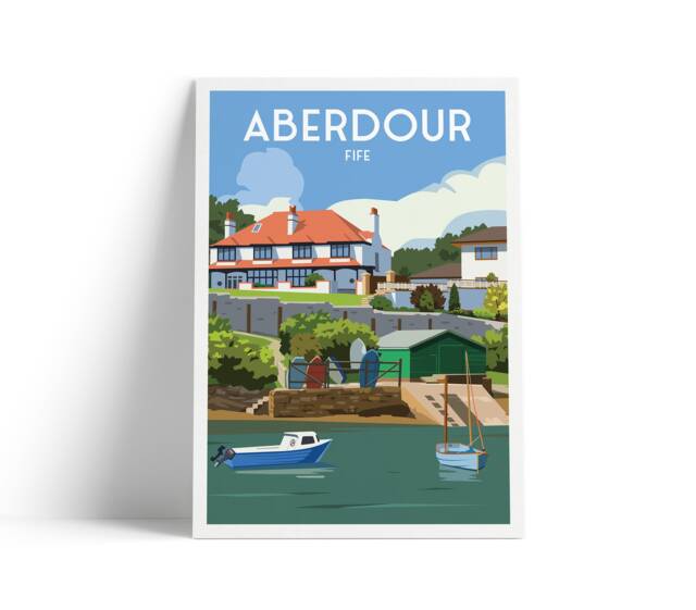 Aberdour Print - Harbour Fife Coastal Path Scotland Wall Art Travel Poster - image 1