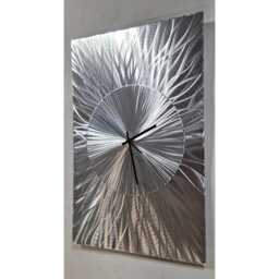 Modern Abstract Metal Artwork Clock. Silver Only - thumbnail 2