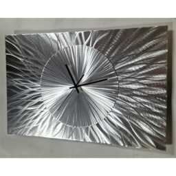 Modern Abstract Metal Artwork Clock. Silver Only - thumbnail 3