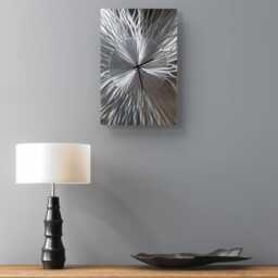Modern Abstract Metal Artwork Clock. Silver Only - thumbnail 1