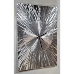 Modern Abstract Metal Artwork Clock. Silver Only - thumbnail 4