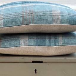 Teal Blue Tartan Plaid Throw Pillow Cover Country Home Decor - thumbnail 3