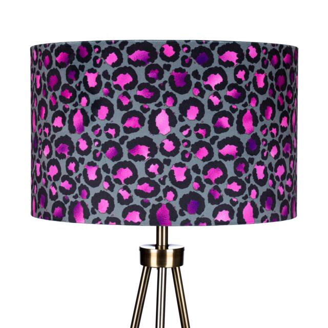 Black & Pink Leopard Print Velvet Lampshade Drum Lamp Shade 25cm 30cm 35cm 40cm 45cm Ceiling , Table Luxury Living, Animal - image 1