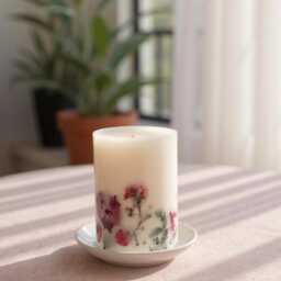 Large Scented Pillar Candle, Candle Gift For Her, Dried Flower in A Box, Gift Idea Women, Long Lasting Candle, Birthday - thumbnail 3