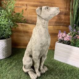 stone Garden Small Greyhound Whippet Dog Puppy Ornament - thumbnail 2