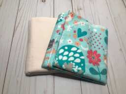 Receiving Blanket Set Of Two - 2, Foxes & Flowers Blanket, Pink Teal Flannel Girl Baby Swaddle